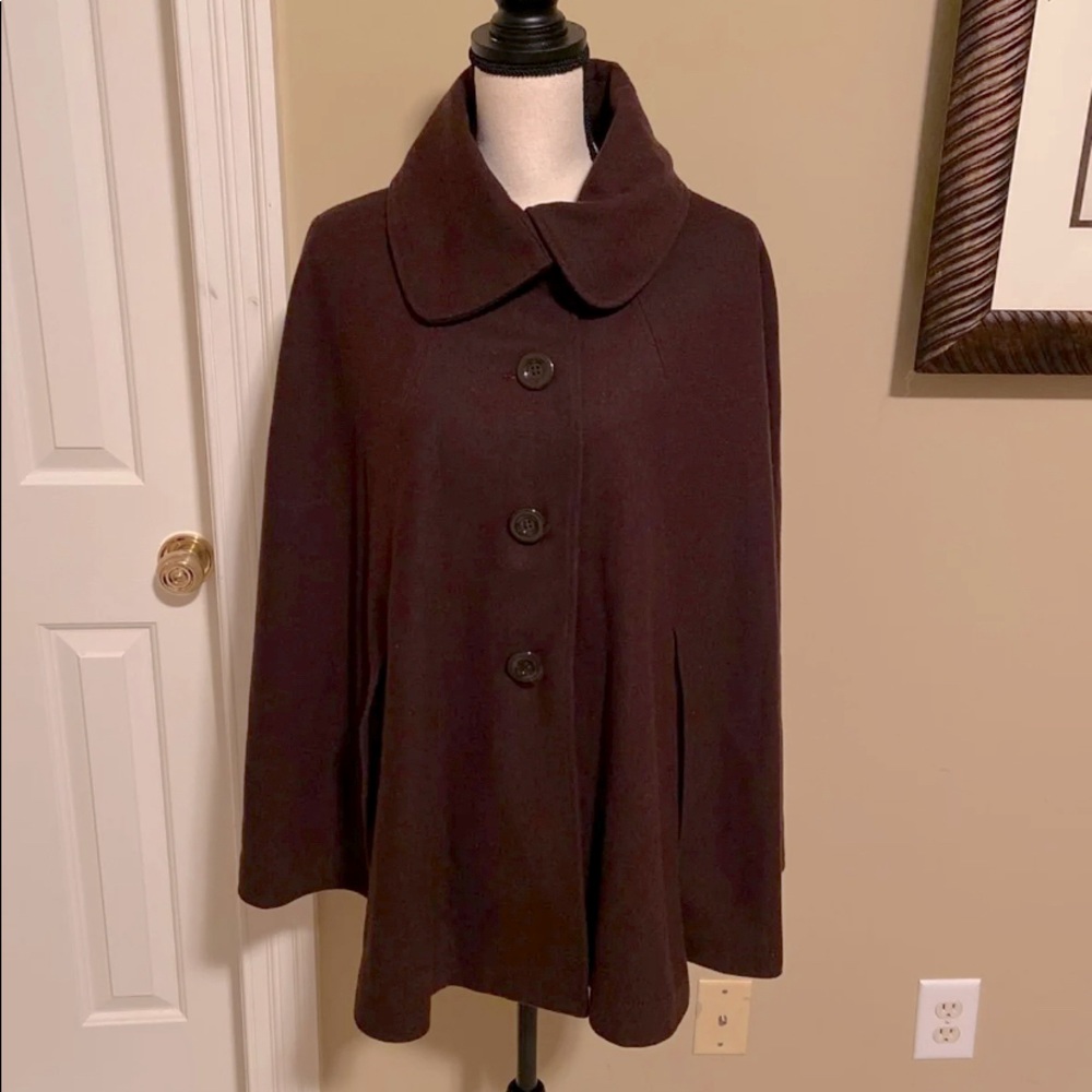 5/48 by Saks chocolate wool blend cape